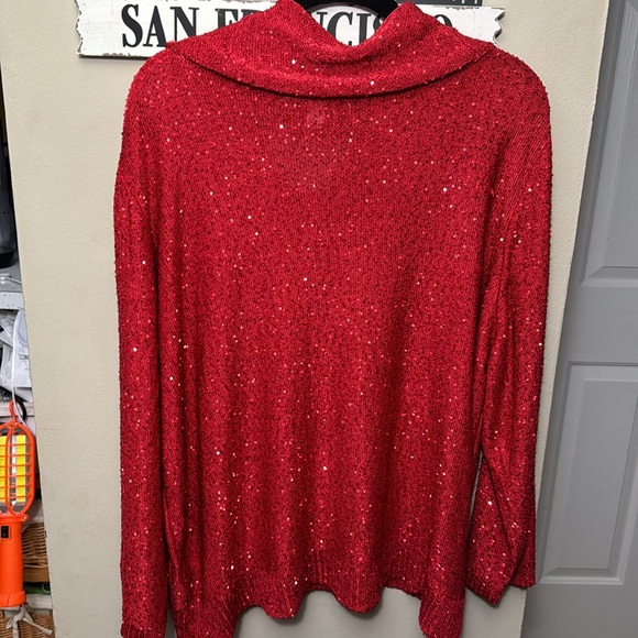 Like new Emaline Woman 3X Red Cowlneck Sparkle Sweater - Picture 7 of 10